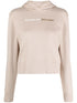 Palm Angels Logo-Print Cotton Hoodie Beige Beige