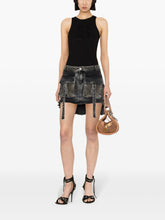 Blumarine Ribbed Stretch-Cotton Rhinestone Embellished Sleeveless Top Black Black
