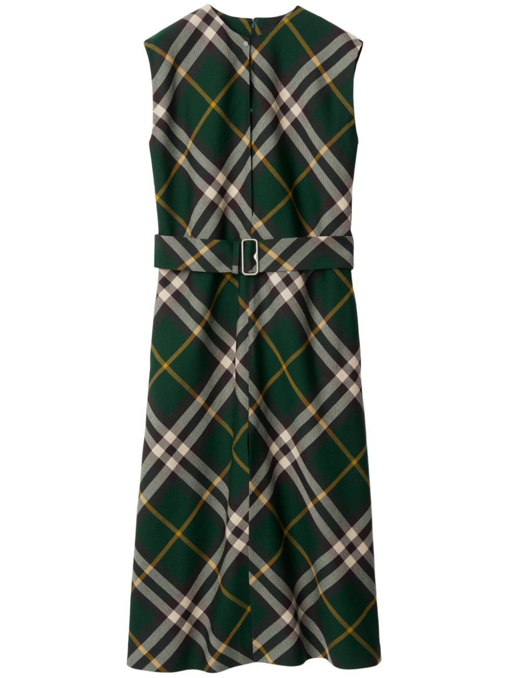 Burberry Nova Check Wool Midi Dress Green