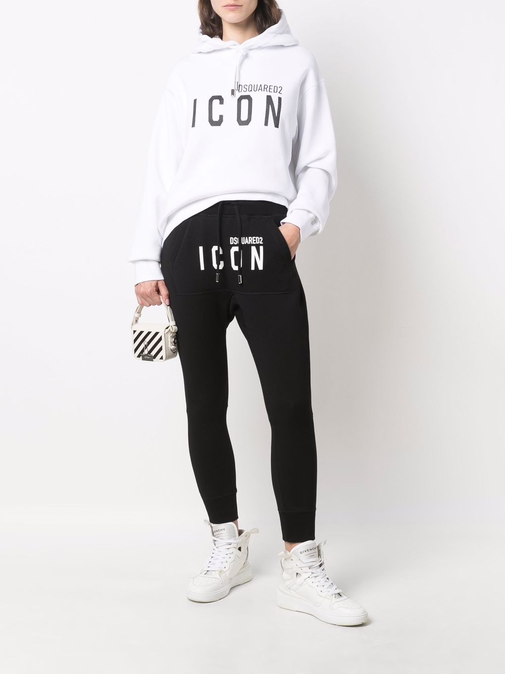 White cotton Icon-print hoodie