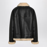 Saint Laurent Black Shearling-Trimmed Leather Jacket Black