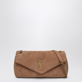 Saint Laurent Calypso Caramel Hammered Suede Medium Shoulder Bag Brown