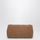 Saint Laurent Calypso Caramel Hammered Suede Medium Shoulder Bag Brown