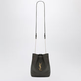 Saint Laurent Moss Green Leather Bucket Bag with Chain Strap Green