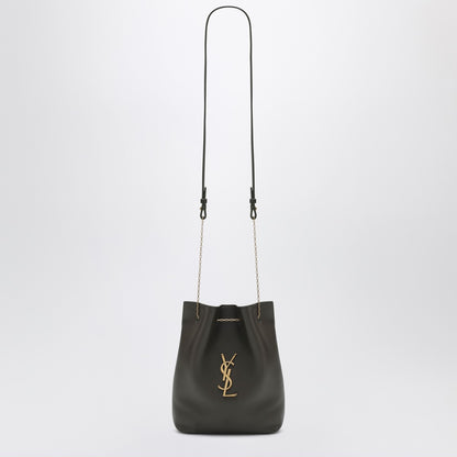 Saint Laurent Moss Green Leather Bucket Bag with Chain Strap Green