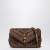 Saint Laurent Small LouLou Quilted Suede Shoulder Bag Brown
