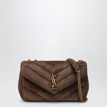 Saint Laurent Small LouLou Quilted Suede Shoulder Bag Brown