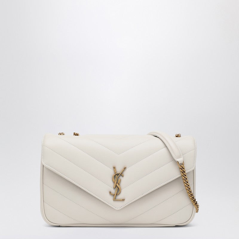 Saint Laurent Medium LouLou Cream Quilted Leather Shoulder Bag White