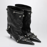 Balenciaga Cagole Wide Black Lambskin Ankle Boots Black
