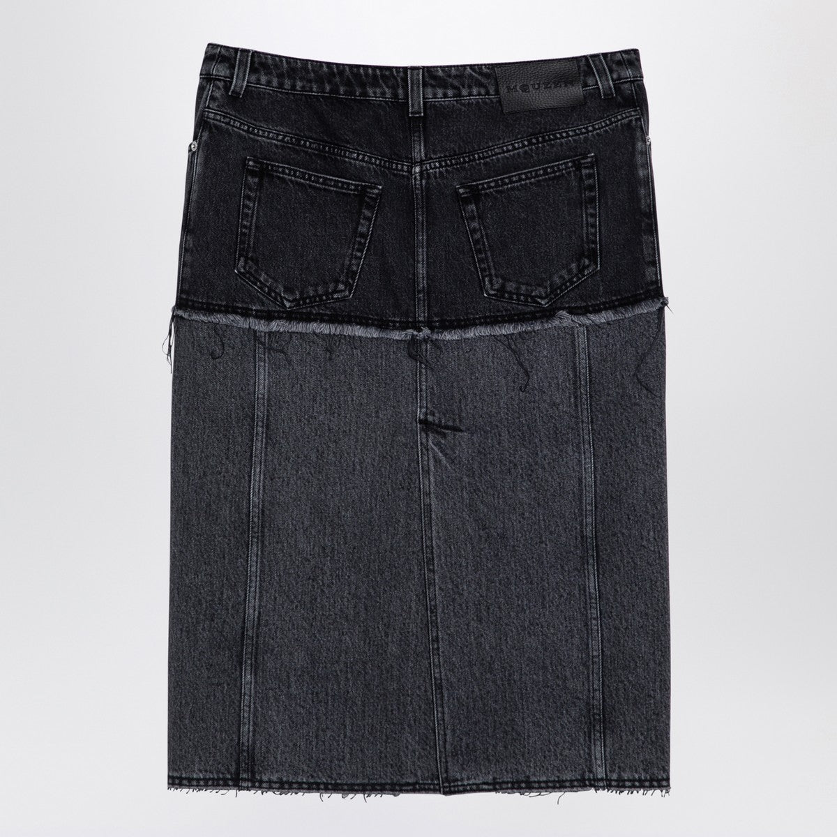Alexander McQueen Two-Tone Denim Midi Skirt in Black
