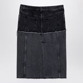 Alexander McQueen Two-Tone Denim Midi Skirt in Black
