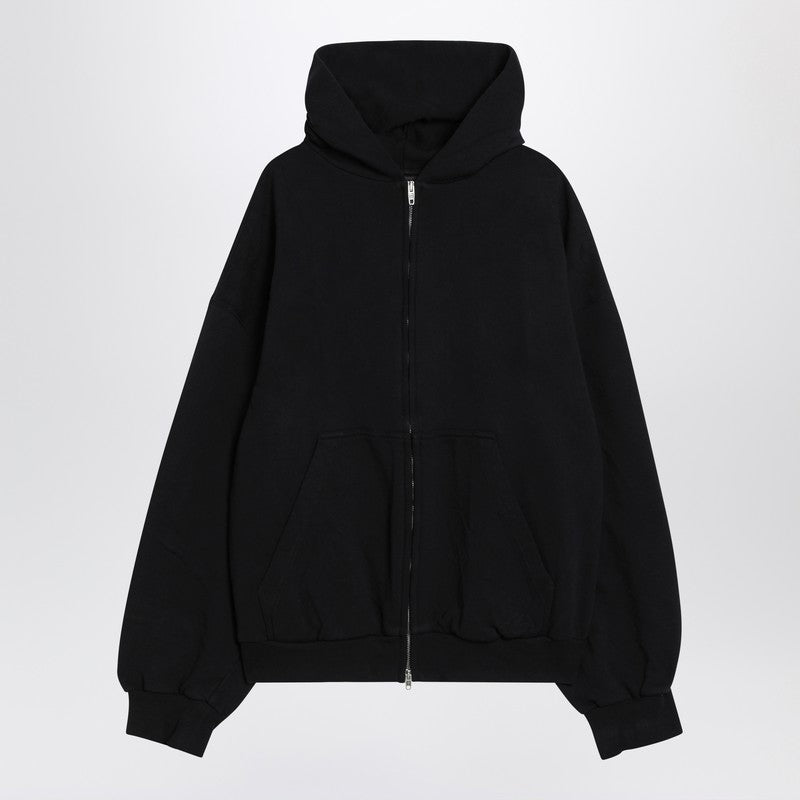 Balenciaga Washed Black Flipped Uni Regular Fit Zip Hoodie Black