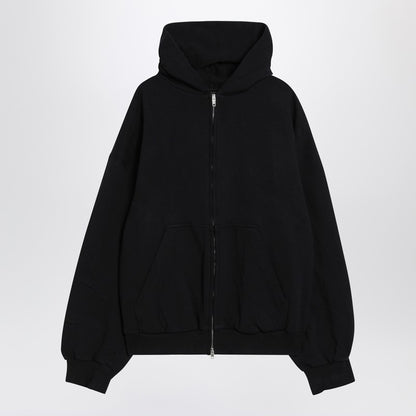 Balenciaga Washed Black Flipped Uni Regular Fit Zip Hoodie Black