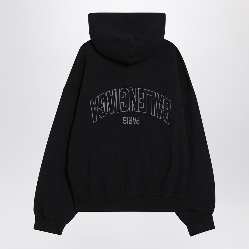Balenciaga Washed Black Flipped Uni Regular Fit Zip Hoodie Black
