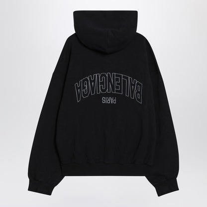 Balenciaga Washed Black Flipped Uni Regular Fit Zip Hoodie Black