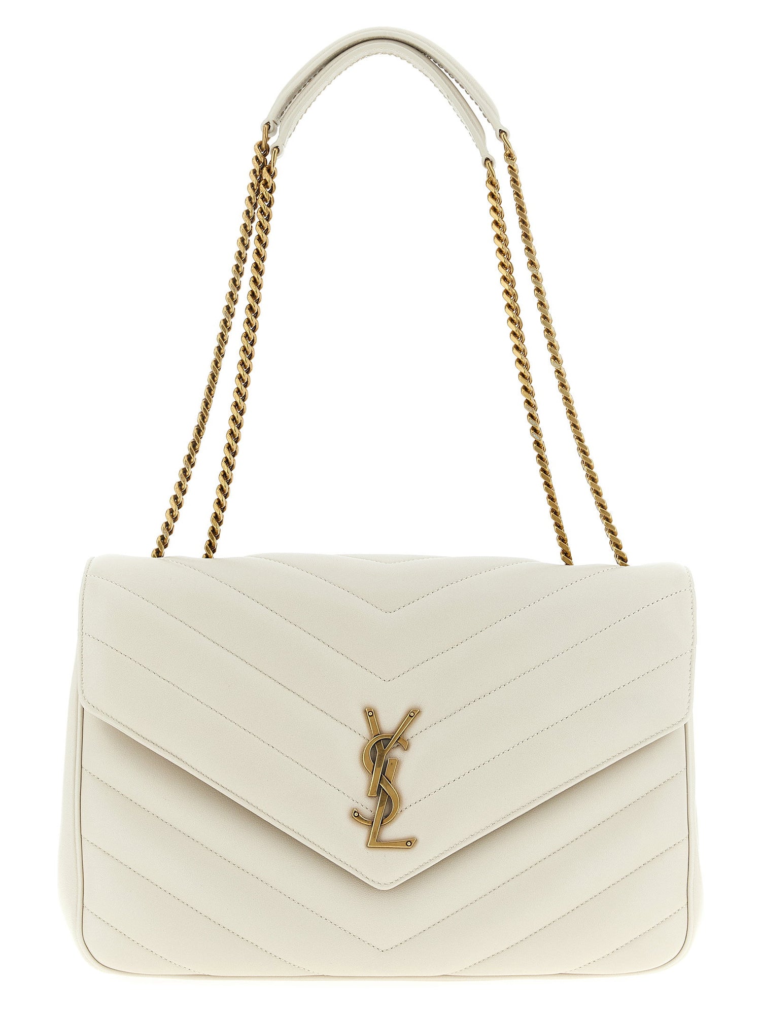 Saint Laurent Loulou Large Shoulder Bag Beige