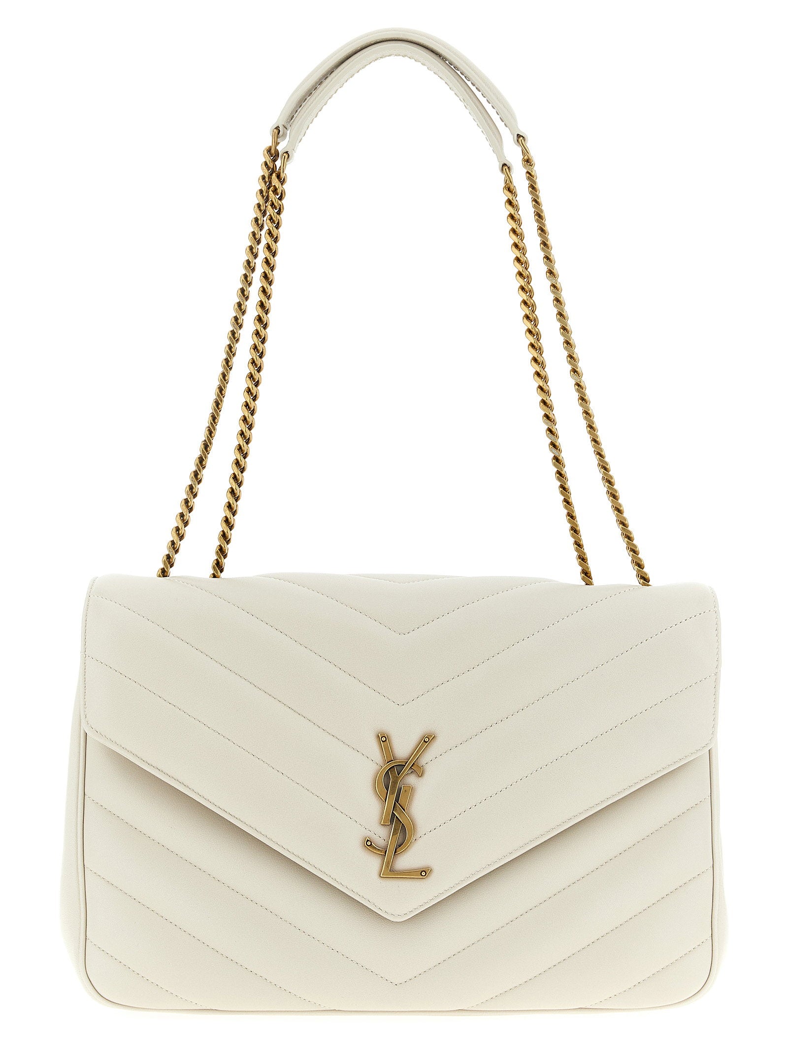 Saint Laurent Loulou Large Shoulder Bag Beige
