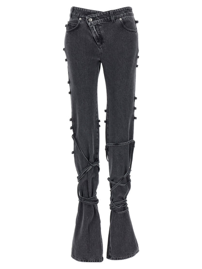 Alexander McQueen Jeans Asymmetric Closure Black