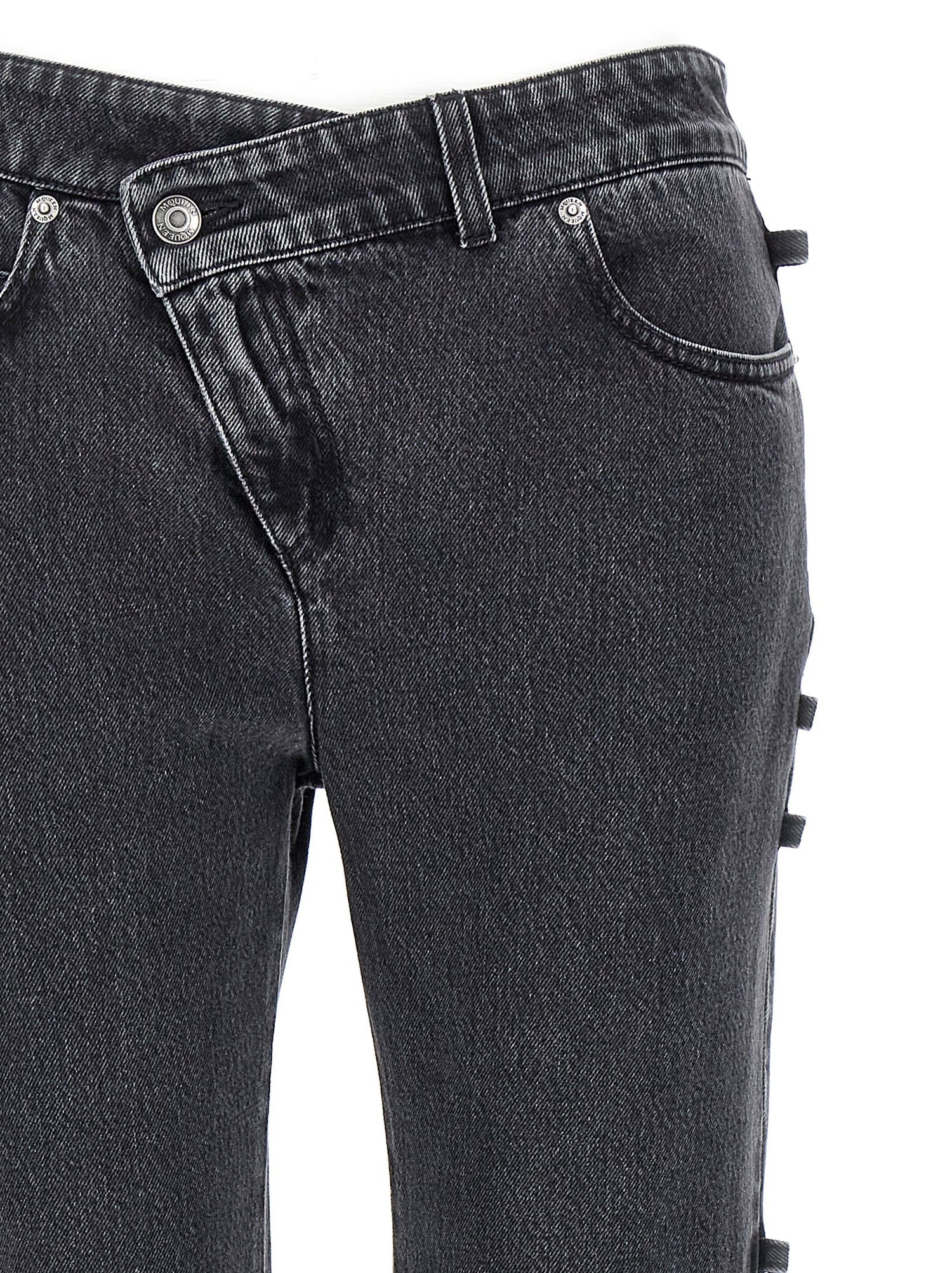 Alexander McQueen Jeans Asymmetric Closure Black