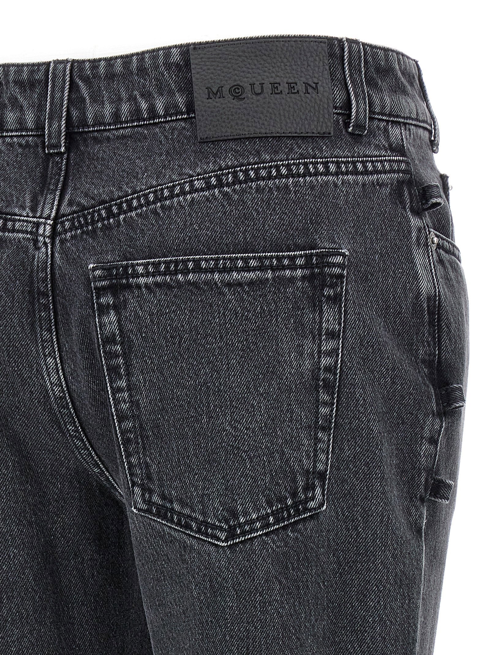 Alexander McQueen Jeans Asymmetric Closure Black