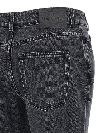 Alexander McQueen Jeans Asymmetric Closure Black