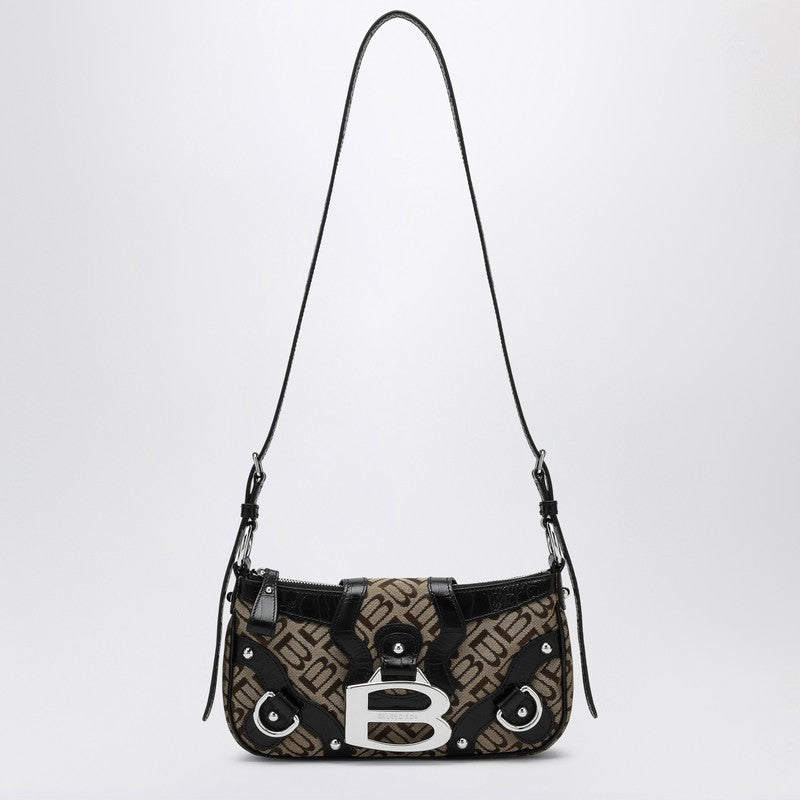 Balenciaga Essex Small Jacquard and Embossed Leather Shoulder Bag Multicolor
