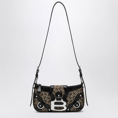 Balenciaga Essex Small Jacquard and Embossed Leather Shoulder Bag Multicolor