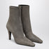 Saint Laurent Grey Jill Suede Ankle Boots with Bronze Cassandre Heel Detail Grey