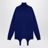 Saint Laurent Electric Blue Cashmere Turtleneck Sweater with Garter by Saint Laurent Blue