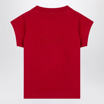 Balenciaga Red Cropped Cotton T-Shirt with Contrasting Keep Calm Logo Red