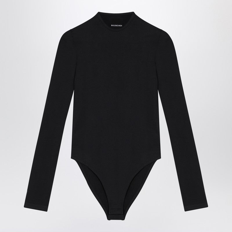 Balenciaga Black Nylon Long-Sleeve Bodysuit Black