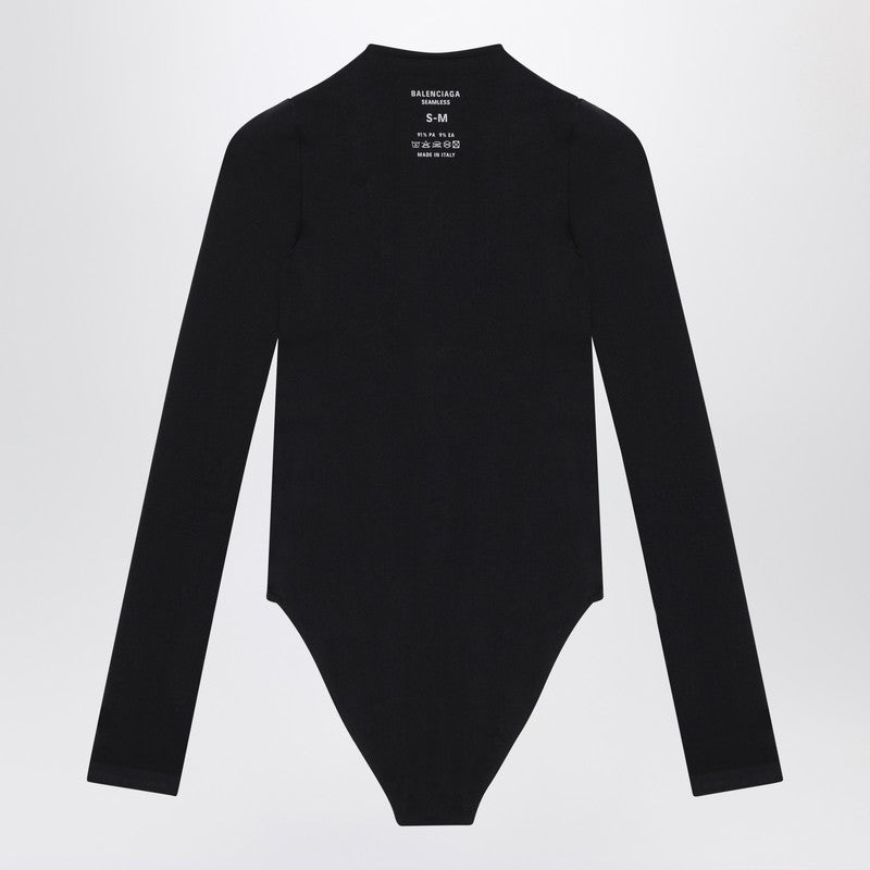 Balenciaga Black Nylon Long-Sleeve Bodysuit Black