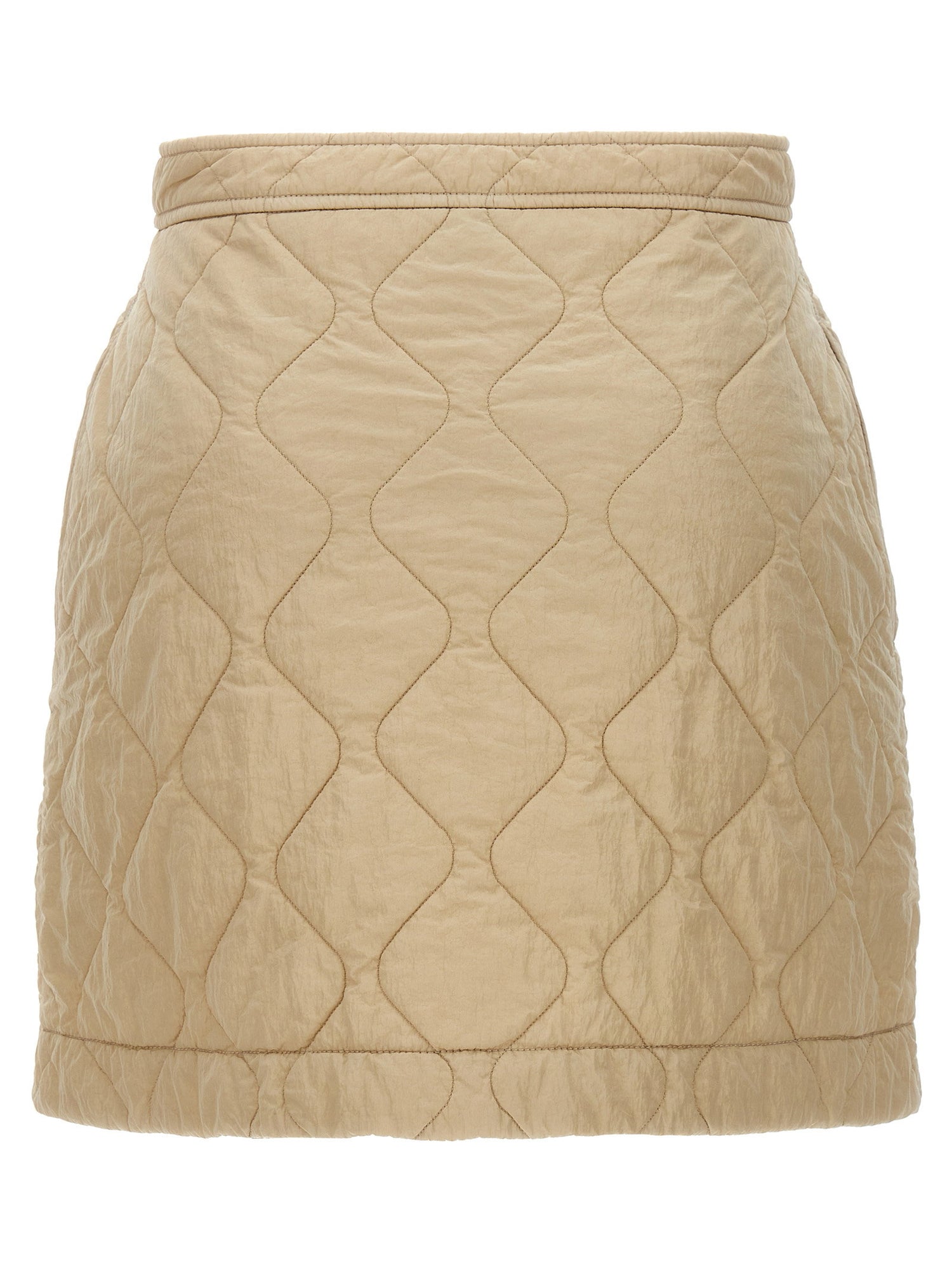 Burberry Quilted Nylon Skirt Beige