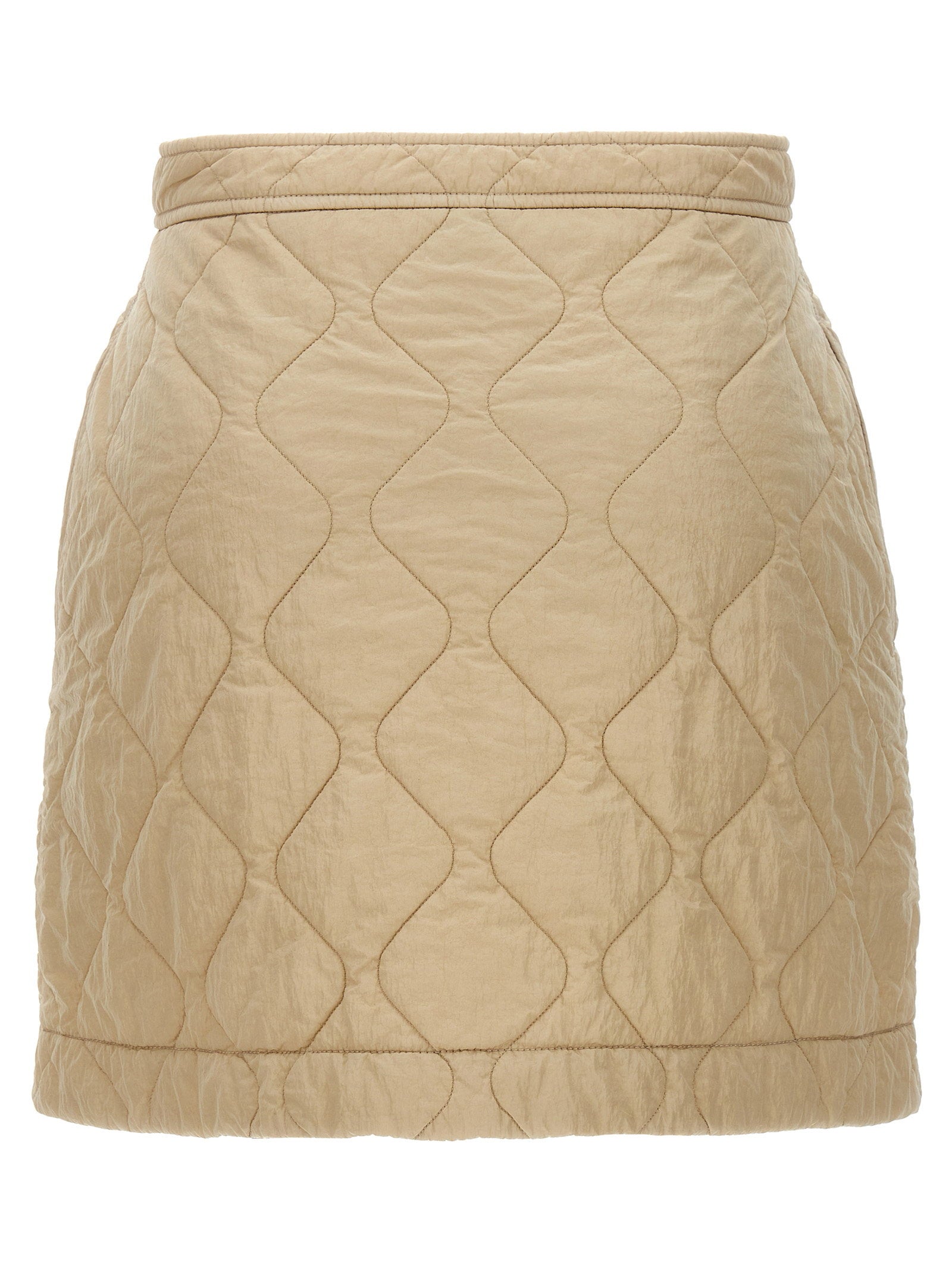 Burberry Quilted Nylon Skirt Beige