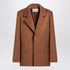 Saint Laurent Camel Wool Short Coat with Classic Lapels