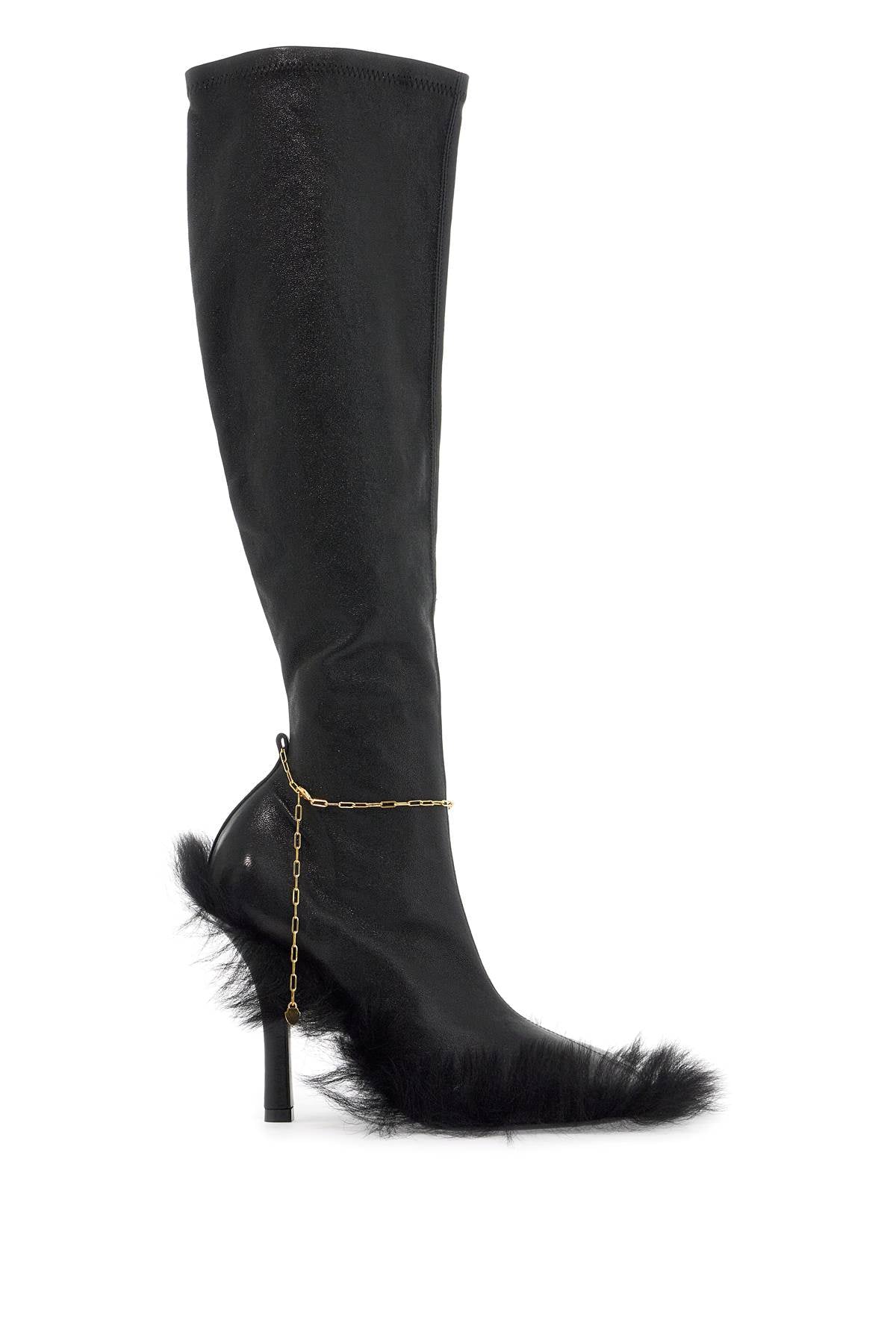 Slinky leather high legging boots