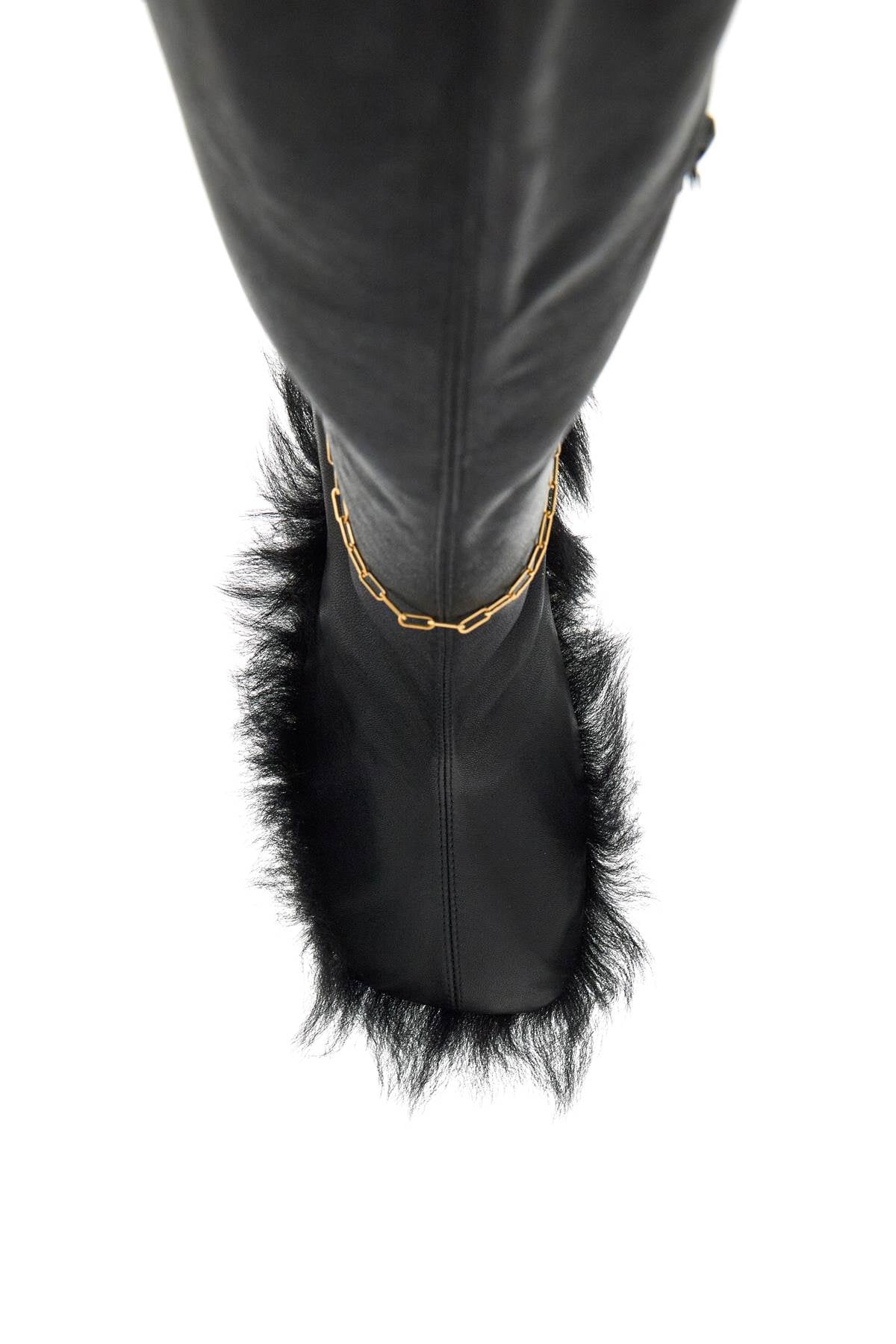 Slinky leather high legging boots