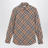 Burberry Check Wool-Blend Shirt in Beige