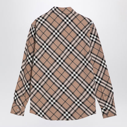Burberry Check Wool-Blend Shirt in Beige