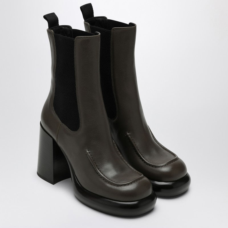 Burberry Chelsea wedge ankle boots in dark green leather brown