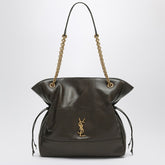 Saint Laurent Brown Leather Jamie Shopping Bag with Gold Cassandre Chain Green