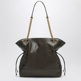 Saint Laurent Brown Leather Jamie Shopping Bag with Gold Cassandre Chain Green