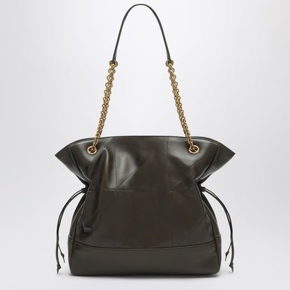 Saint Laurent Brown Leather Jamie Shopping Bag with Gold Cassandre Chain Green