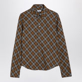 Burberry Oxid-Coloured Check Cotton Shirt Brown