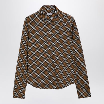 Burberry Oxid-Coloured Check Cotton Shirt Brown