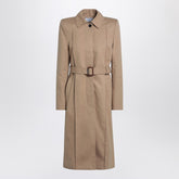 Alexander Mcqueen belted cotton trench coat in beige beige