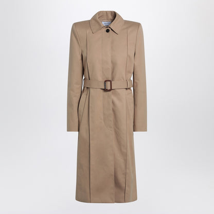 Alexander Mcqueen belted cotton trench coat in beige beige