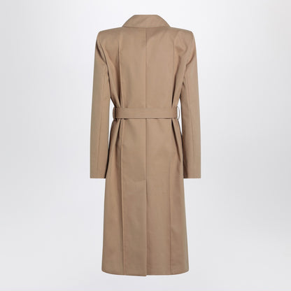 Alexander Mcqueen belted cotton trench coat in beige beige
