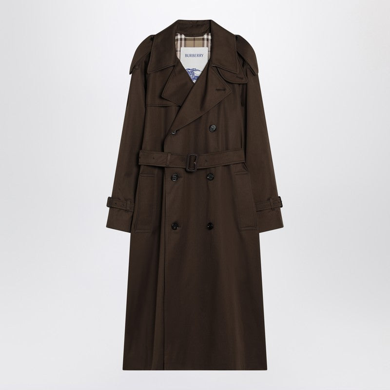 Burberry Long Double-Breasted Trench Coat in Juniper Green Green