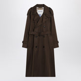 Burberry Long Double-Breasted Trench Coat in Juniper Green Green